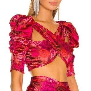 For Love & Lemons Alia Cross Front Crop Top